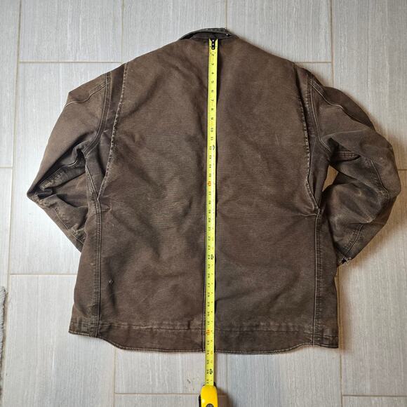 VTG Early 00s Mocha Brown Distressed Carhartt Arctic Work Jacket XL Tall - Picture 13 of 14